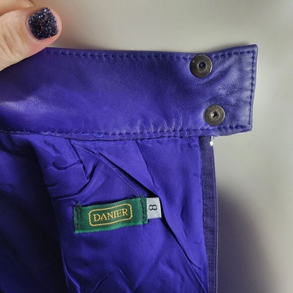 NWOT Danier Purple Quilted Leather Mug Skirt - Picture 4 of 10